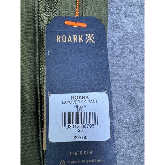 Roark Pants Mens Size 28 Olive Green Military Army Layover 2.0 Travel Commuter - Picture 3 of 16
